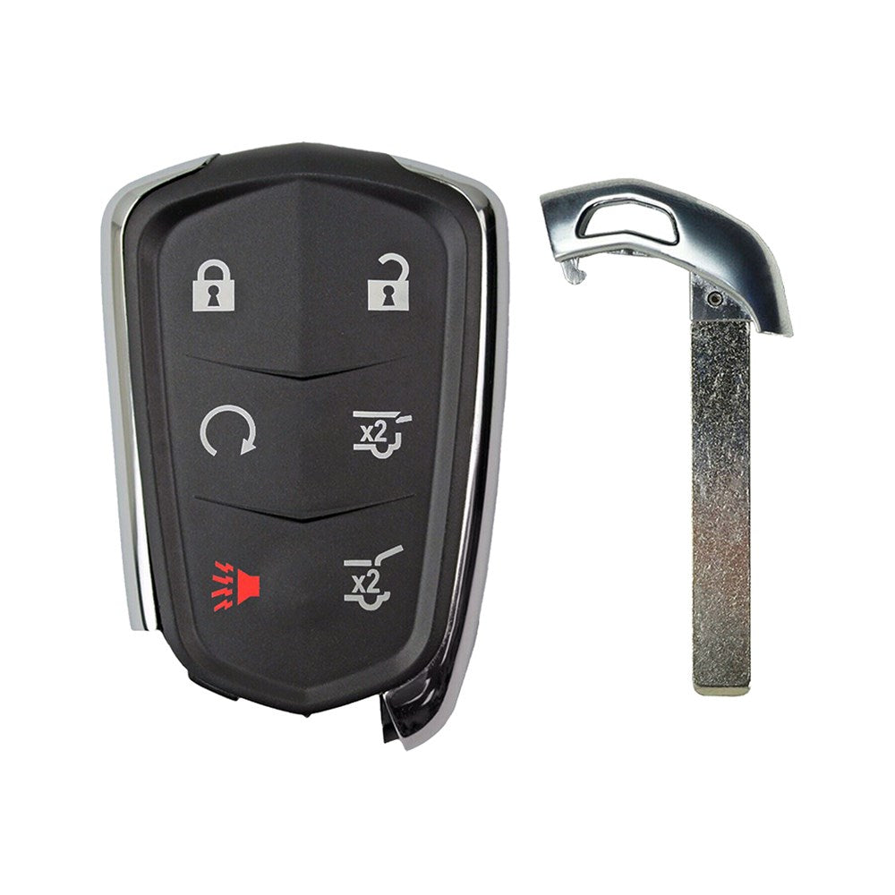 Leather Key Fob Cover Case For Cadillac Escalade 2015-2019 – 6 Buttons, Brown